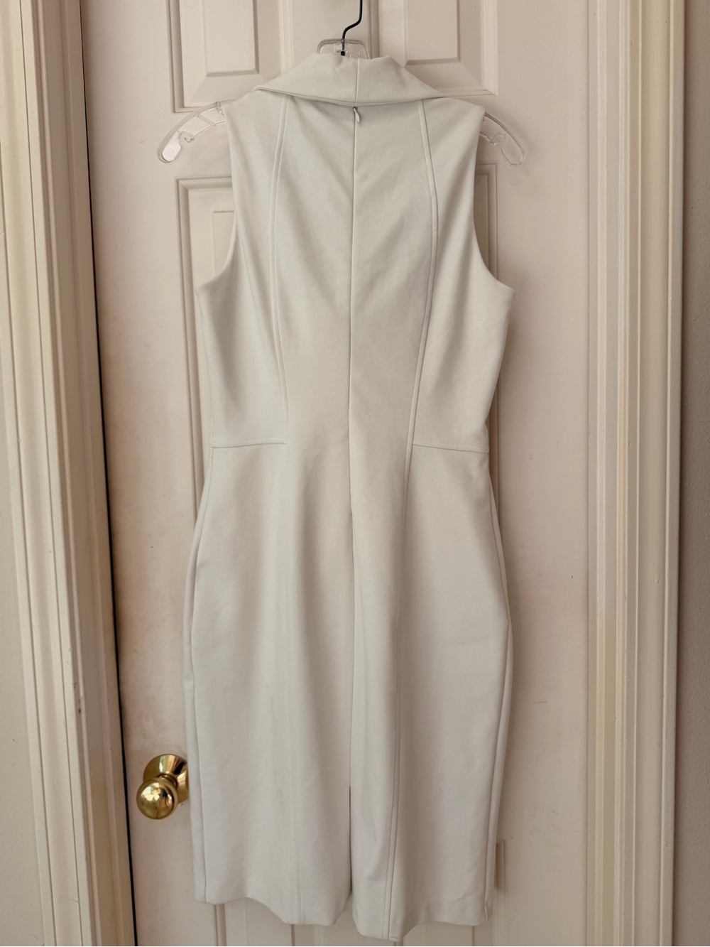 White House Black Market Cream Sleeveless Cowl Neck Sheath Dress, Sz 6 - Picture 13 of 16